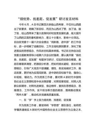 “扬优势、找差距、促发展”研讨发言（山西）