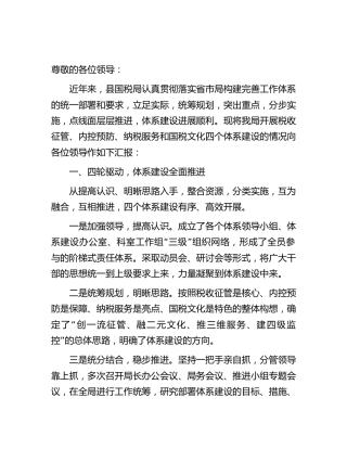 税务系统四个体系建设情况总结汇报7600字