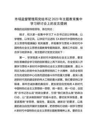 市场监管书记主题教育集中学习研讨会上的发言1700字