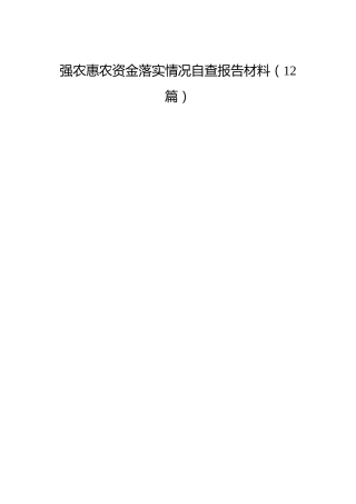 强农惠农资金落实情况自查报告（12篇，含老材料）