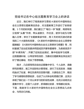 党组书记在中心组主题教育学习会上的讲话6400字