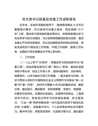 党支部书记抓基层党建工作述职报告3600字