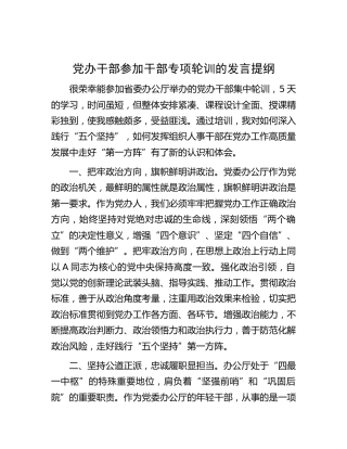 党办干部参加干部专项轮训的发言