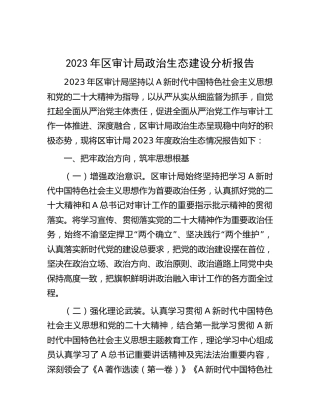 2023年政治生态建设分析报告3100字（审计系统）