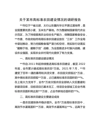 市高标准农田建设情况的调研报告