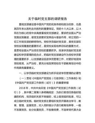 临时党支部的调研报告
