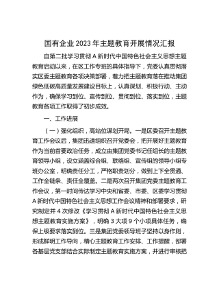 国企公司主题教育开展情况总结汇报2600字