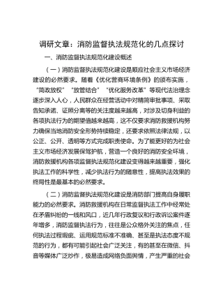 调研报告：消防监督执法规范化的几点探讨