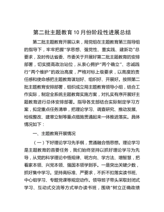 第二批主题教育阶段性工作总结3800字