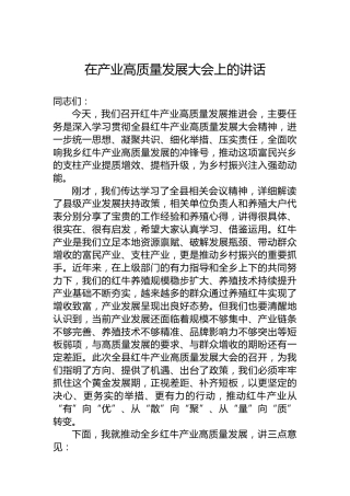在产业高质量发展大会上的讲话
