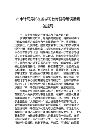 市审计局局长在省学习教育督导组谈话回答提纲