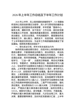 2026年上半年工作总结及下半年工作计划