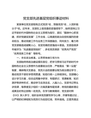 党支部先进基层党组织事迹材料