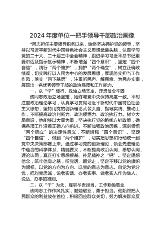 单位一把手领导干部政治画像
