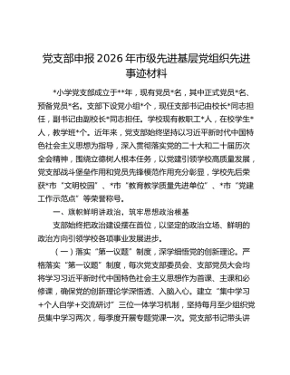 党支部申报2026年市级先进基层党组织先进事迹材料
