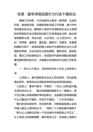 法院党课：勤学深悟促提升 力行实干展担当