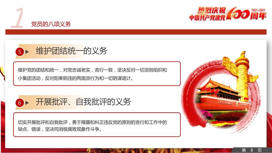 中国共产党党员的义务和权利之建党100周年党建PPT(20210621)_第8页