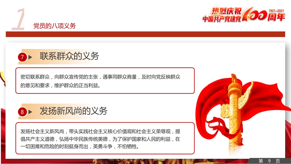 中国共产党党员的义务和权利之建党100周年党建PPT(20210621)_第9页