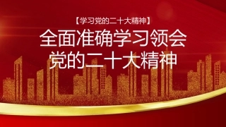 二十大宣讲党课讲稿：全面准确学习领会精神（ppt）（盛会）
