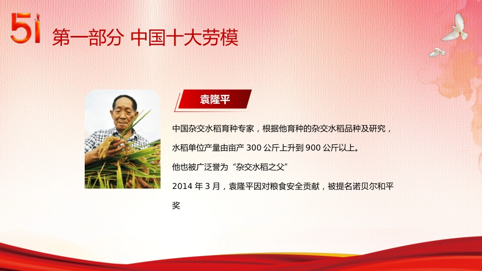 五一劳动节弘扬劳模精神向劳动模范人物学习PPT模板_第5页