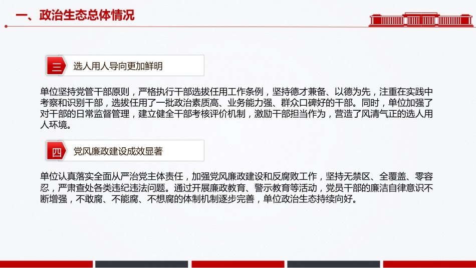 讲稿+PPT课件：单位政治生态分析报告PPT党建工作汇报模板_第7页