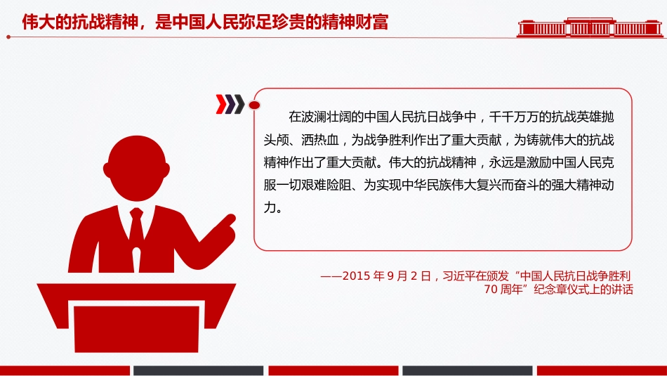 讲稿+PPT课件:把伟大抗战精神一代代传下去PPT总书记的部分相关重要论述系列课件_第6页