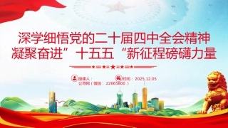 讲稿+PPT课件：深学细悟党的二十届四中全会精神 凝聚奋进十五五新征程磅礴力量