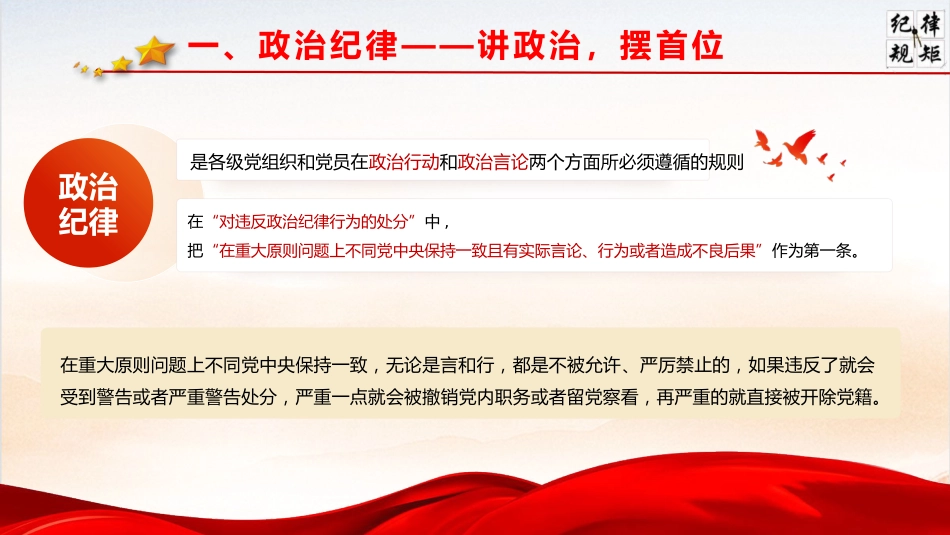 廉政党课ppt+讲稿：严守党的纪律  争当讲纪律守规矩的表率（6900字，37张，纪律处分条例）_第6页