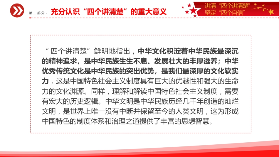 党课ppt+讲稿:讲清“四个讲清楚 ”坚定四个自信(4500字,21张,思政课)_第10页