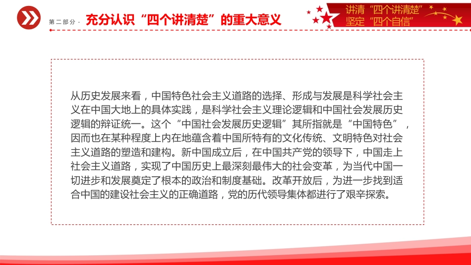 党课ppt+讲稿:讲清“四个讲清楚 ”坚定四个自信(4500字,21张,思政课)_第7页