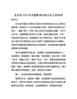 在全市2023年主题教育总结大会上的讲话6200字