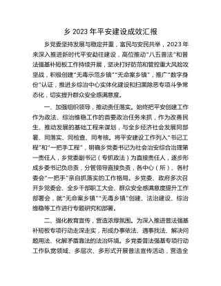 乡镇2023年平安建设成效汇报（3300字总结）