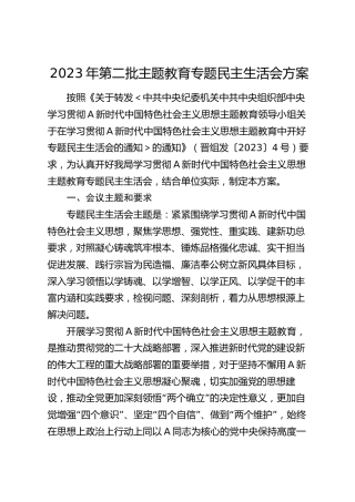 2023年主题教育专题民主生活会方案5000字