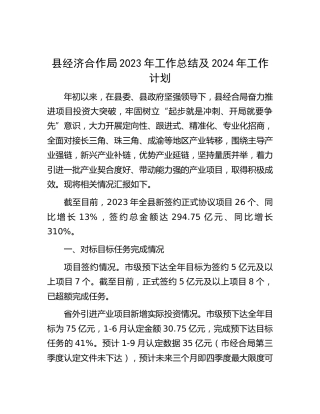 县经济合作局2023年工作总结