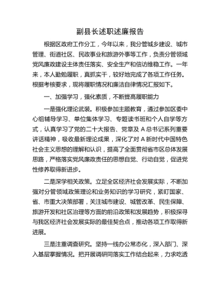 副县长述职述廉报告5100字