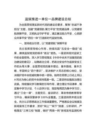 监狱“一单位一品牌“建设总结（党建品牌2400字）