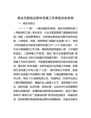 新业态新就业群体党建工作典型经验案例