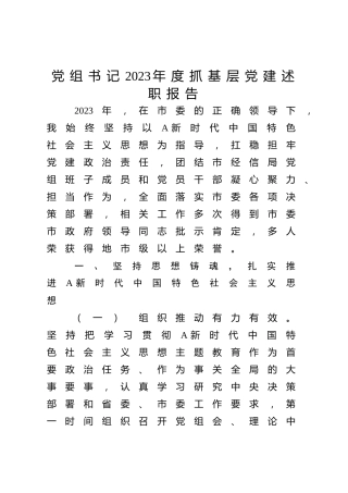 党组书记2023年度抓基层党建述职报告2800字
