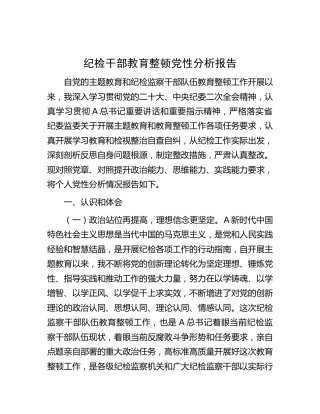 纪检干部教育整顿党性分析报告2700字
