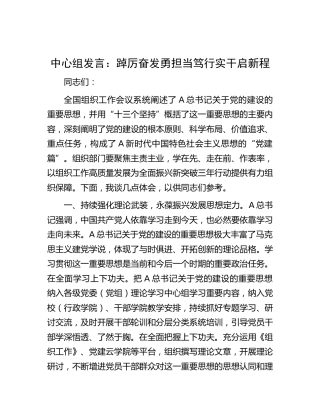 中心组发言：踔厉奋发勇担当 笃行实干启新程