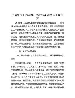 县政协2023年工作总结