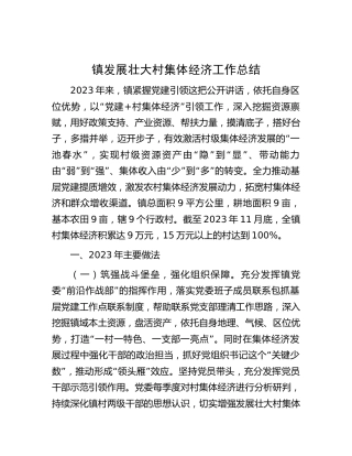 乡镇发展壮大村集体经济工作总结