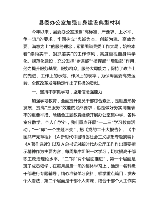 县委办公室加强自身建设典型经验事迹