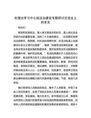 中心组法治建设专题研讨交流会上的发言