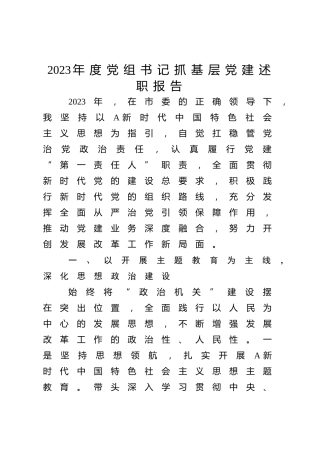 2023年度发改系统书记抓党建述职报告2700字