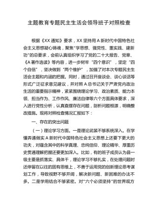 主题教育专题民主生活会领导班子对照检查（5900字县区）