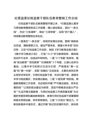 纪委监委纪检监察干部队伍教育整顿工作总结2200字