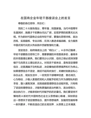 在国有企业年轻干部座谈会上的发言（公司）