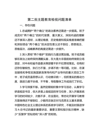 第二批主题教育检视问题清单4700字