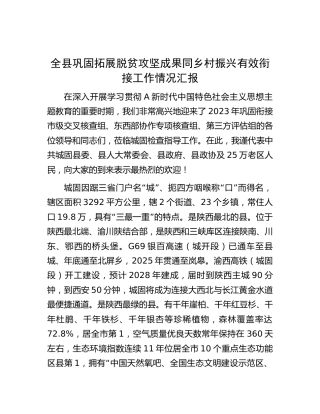 县区巩固拓展脱贫攻坚成果同乡村振兴有效衔接工作情况总结汇报9900字